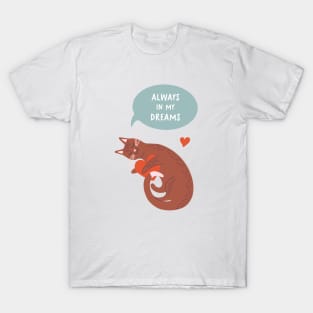 Cute romantic illustration with cat, hearts and declaration of love T-Shirt